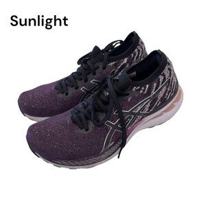 Asics Gel-Kayano 28 Running Shoes Womens Size 9 Plum & Black Knit